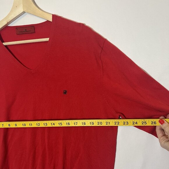 CH Carolina Herrera Men’s V-Neck Sweater Red Size XL Knit 100% Cotton Business - Picture 4 of 8